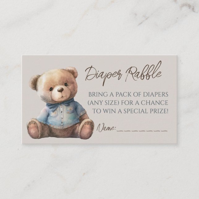 Bear Modern Boho Babydusche Windeln Raffle Ticket Begleitkarte (Vorderseite)