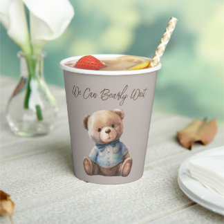 Bear Modern Boho Beige Babydusche Pappbecher