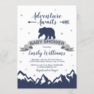 Bear Mountains Boy Baby Shower Einladung