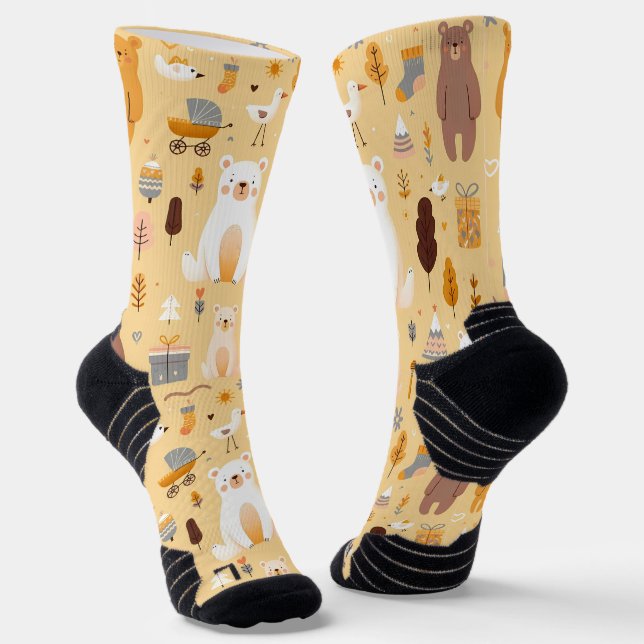 Bear-Muster Socken (Gewinkelt)