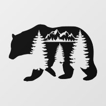 Bear Nature Negative Space Wall Decal Aufkleber