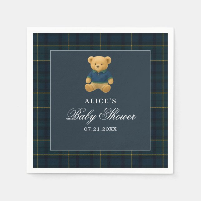 Bear Navy Blue Baby Dusche Serviette (Vorderseite)