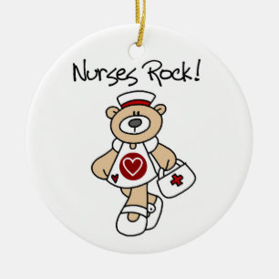 Bear Nurses Rock T - Shirt und Geschenke Keramik Ornament