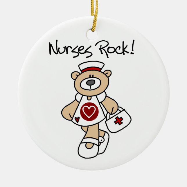 Bear Nurses Rock T - Shirt und Geschenke Keramik Ornament (Vorne)