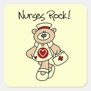 Bear Nurses Rock T - Shirt und Geschenke Quadratischer Aufkleber
