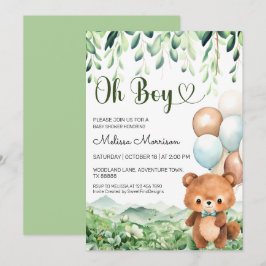 Bear Oh Boy Forest Baby Boy Dusche Einladung
