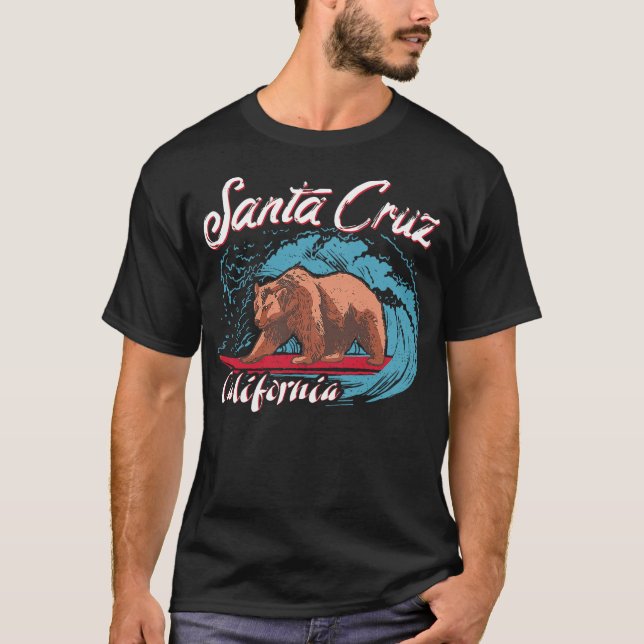 Bear on the surfboard California City Santa Cruz T-Shirt (Vorderseite)