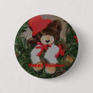 Bear On Wath Weihnachtsfeiertag Button Button