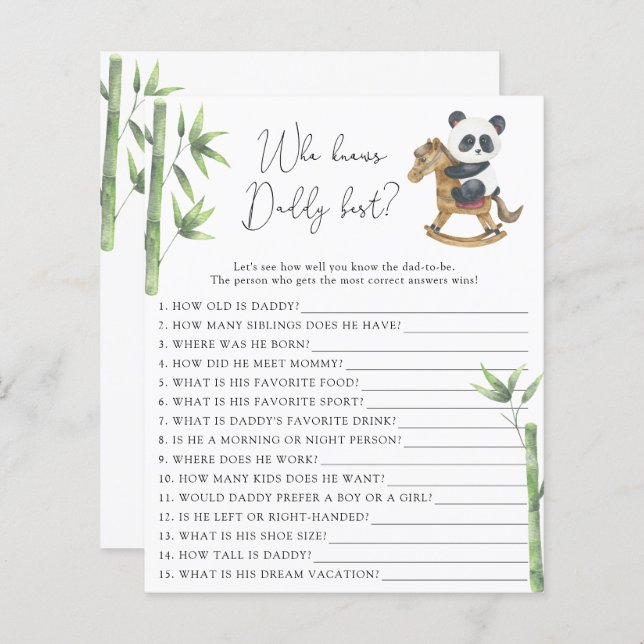 Bear Panda Wer Daddy am besten kennt (Vorne/Hinten)