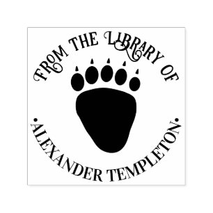 Bear Paw Print Library Book Name Embosser Permastempel
