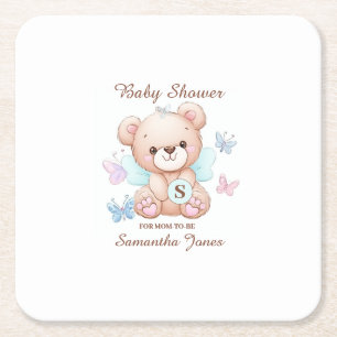 Bear Personalisiert Baby Dusche Rechteckiger Pappuntersetzer