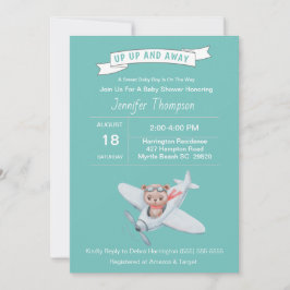 Bear Pilot und Airplane Baby Shower Einladung