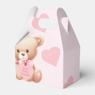 Bear Pink Hearts Baby Dusche Fühlboxen Geschenkschachtel