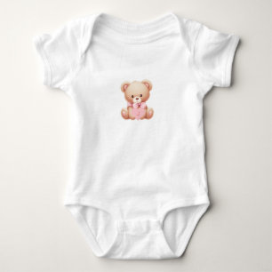 Bear Pink Monogram Baby Jersey Bodysuit Strampler
