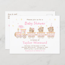 Bear Pink Train Baby Dusche