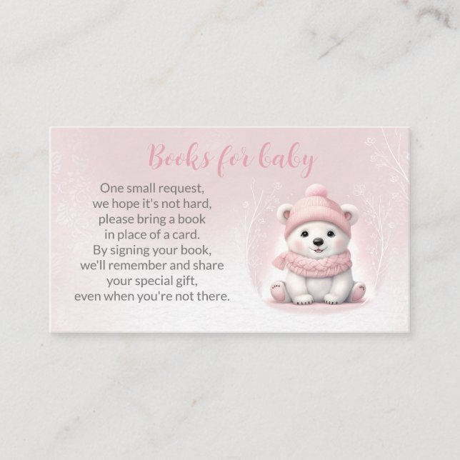 Bear Pink Winter Baby Duschbücher für Babykarte Begleitkarte (Vorderseite)