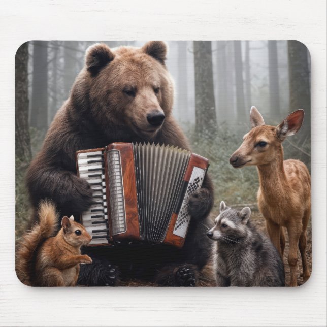 Bear Playing Accordion for Forest Friends Mousepad (Vorne)