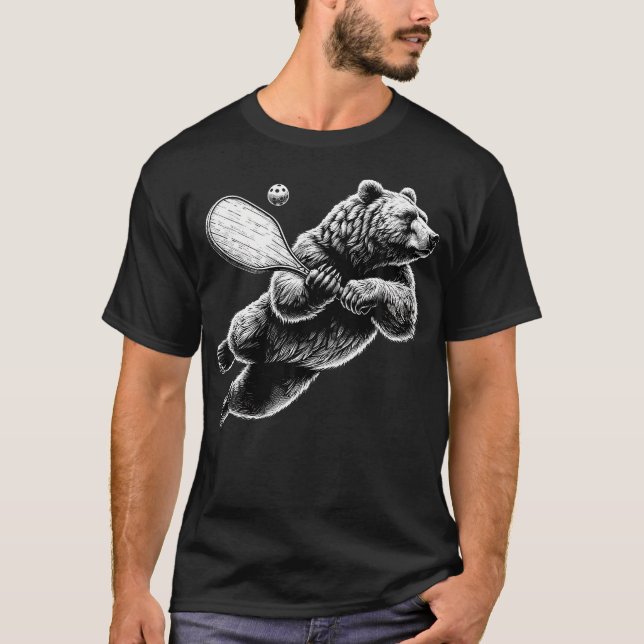 Bear Playing Pickleball For Pickle Ball Player T-Shirt (Vorderseite)