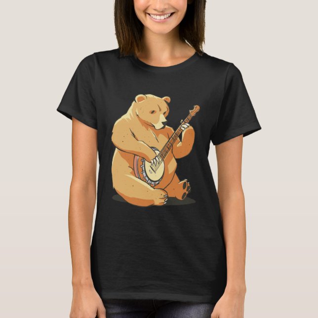Bear plays guitar with instrument for bear friends T-Shirt (Vorderseite)