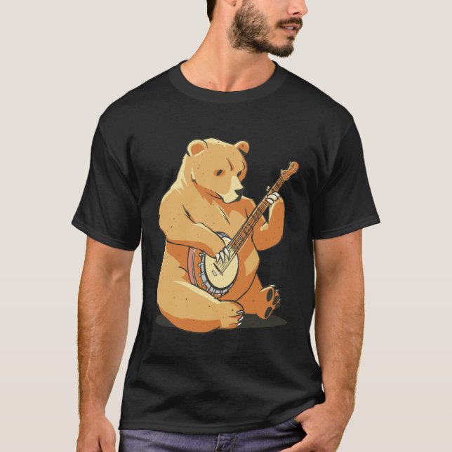 Bear plays guitar with instrument for bear friends T-Shirt (Vorderseite)