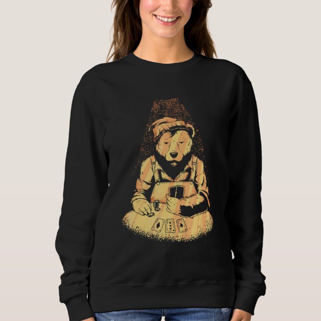 Bear Poker Player Spielkarten Lucky Gambler Casa Sweatshirt (Vorderseite)