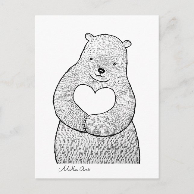 Bear Postcard Bear I Liebe you Card Niedlich Bären Postkarte (Vorderseite)