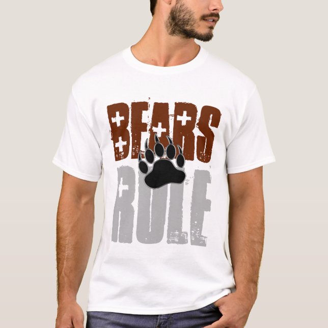 Bear Pride Distressed Bears Rule Bärenpaw T-Shirt (Vorderseite)