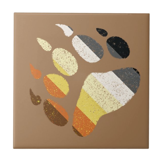 Bear Pride Distressed Paw Fliese (Vorderseite)