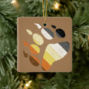 Bear Pride Distressed Paw Keramikornament