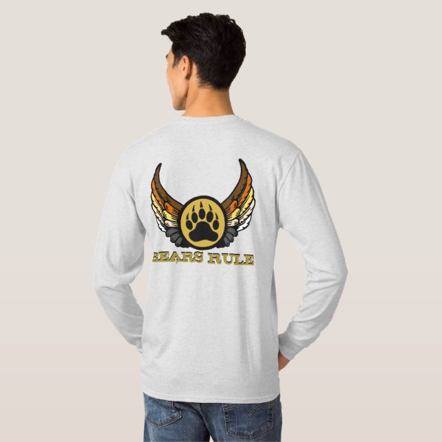 Bear Pride Flag Bears Rule Paw Wings T-Shirt (Schwarz voll)