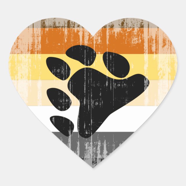 BEAR PRIDE FLAG DISTRESSED DESIGN Herz-Aufkleber (Vorderseite)