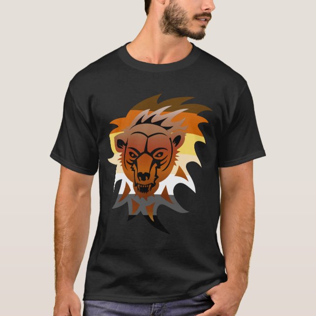 Bear Pride Flag Growling Bear T-Shirt (Vorderseite)