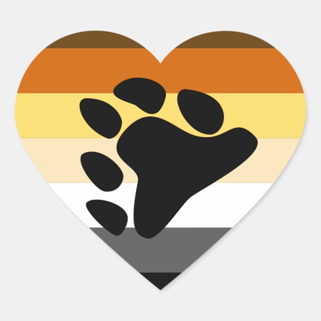 BEAR PRIDE FLAG STRIPES DESIGN Herz-Aufkleber (Vorderseite)