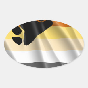 BEAR PRIDE FLAG WAVY DESIGN OVALER AUFKLEBER