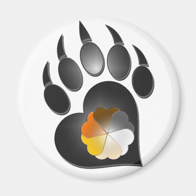 Bear Pride Heart Paw Magnet (Vorne)