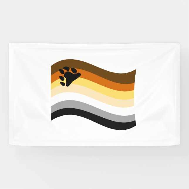 Bear Pride Paw Wavy Flag Banner (Horizontal)