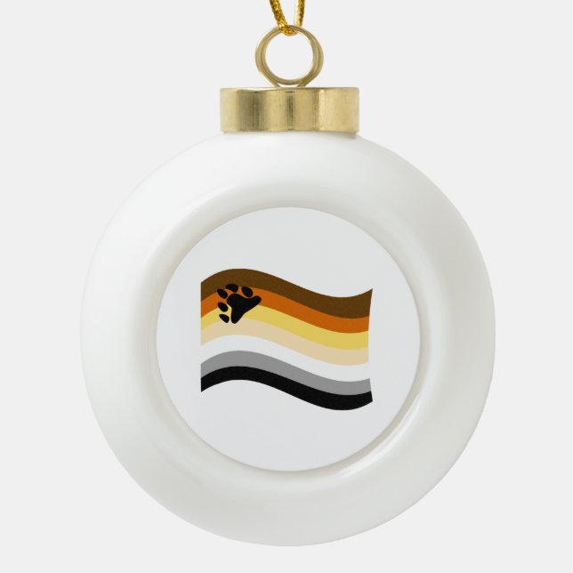 Bear Pride Paw Wavy Flag Keramik Kugel-Ornament (Vorderseite)