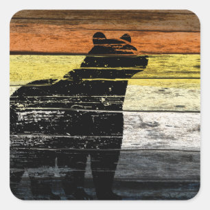 Bear Pride Wood Art Quadratischer Aufkleber