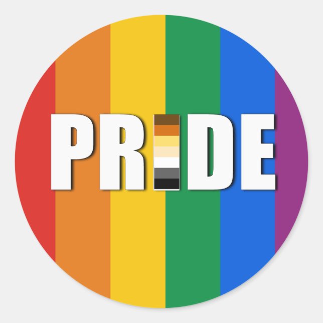 BEAR PRIDE WORT FLAG RUNDER AUFKLEBER (Vorderseite)