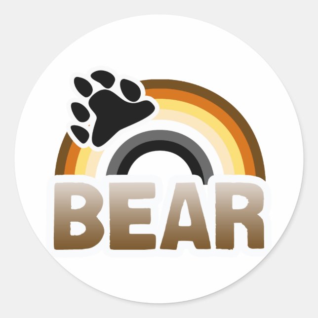 BEAR RAINBOW FLAG RUNDER AUFKLEBER (Vorderseite)