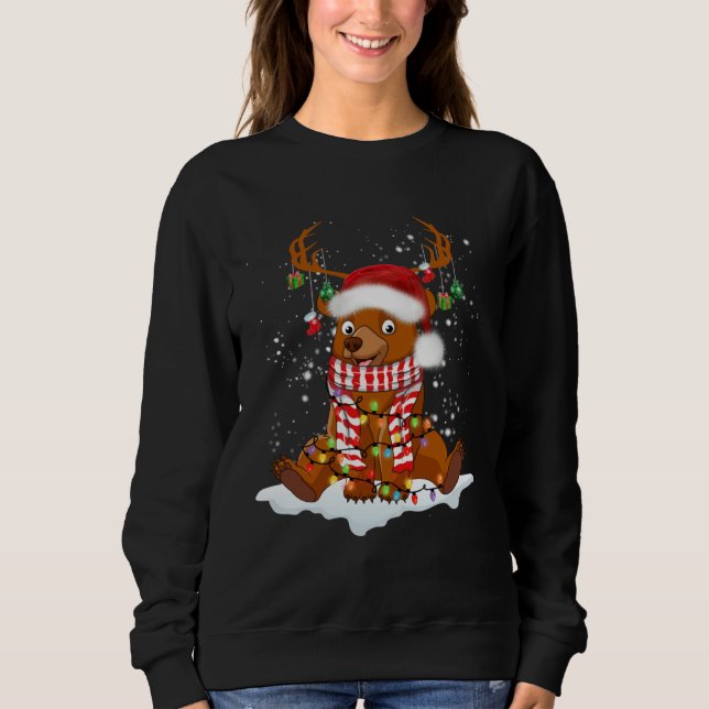 Bear Reindeer Santa Noel Costume Dancing On Snow M Sweatshirt (Vorderseite)