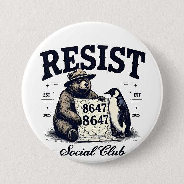 Bear Resist Protect National Park Anti Trump 8647 Button (Vorderseite)