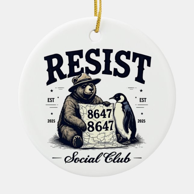 Bear Resist Protect National Park Anti Trump 8647 Keramik Ornament (Vorne)