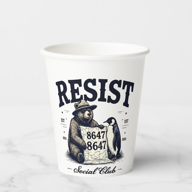 Bear Resist Protect National Park Anti Trump 8647 Pappbecher (Vorderseite)