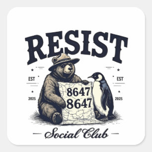 Bear Resist Protect National Park Anti Trump 8647 Quadratischer Aufkleber