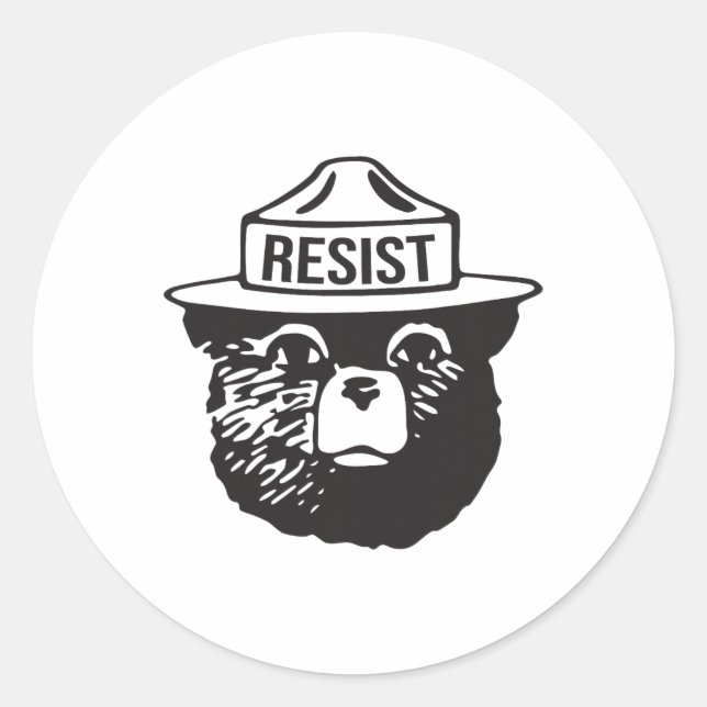 Bear Resist Protect National Park Anti Trump 8647 Runder Aufkleber (Vorderseite)