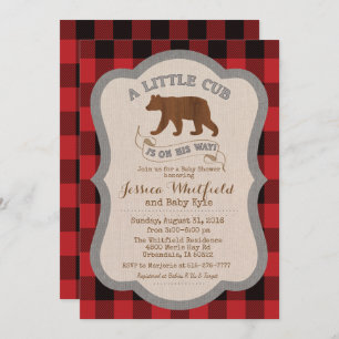 Bear Rustic Baby Dusche Einladung