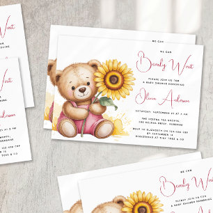 Bear Rustic Sonnenblume Bearly Wait Baby Dusche Einladung