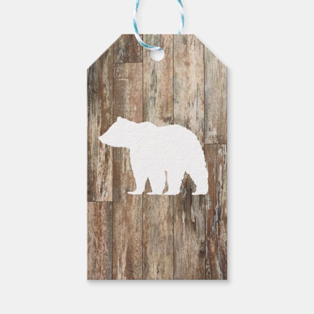Bear Rustic Wilderness Wood Geschenkanhänger (Vorderseite)
