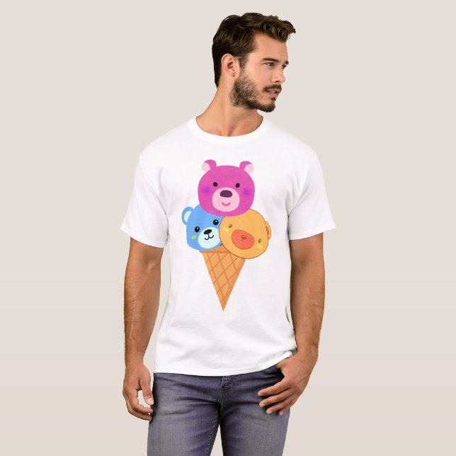Bear Scoop Ice Cream Cone T-Shirt (Vorne ganz)